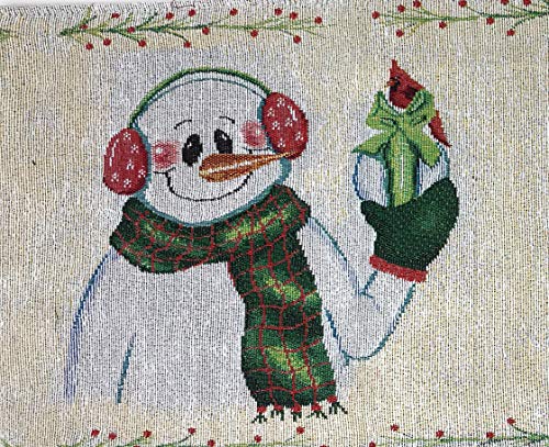 DaDa Bedding Magical Snowman Placemats - Set of 4 Festive Holiday White Tapestry - Cotton Linen Woven Dining Table Mats - 13” x 19” (9733) - color: Snowman