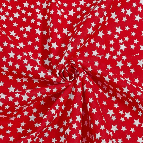 PH PandaHall 3 Yards x 61 inch Cotton Fabric White Star Pattern