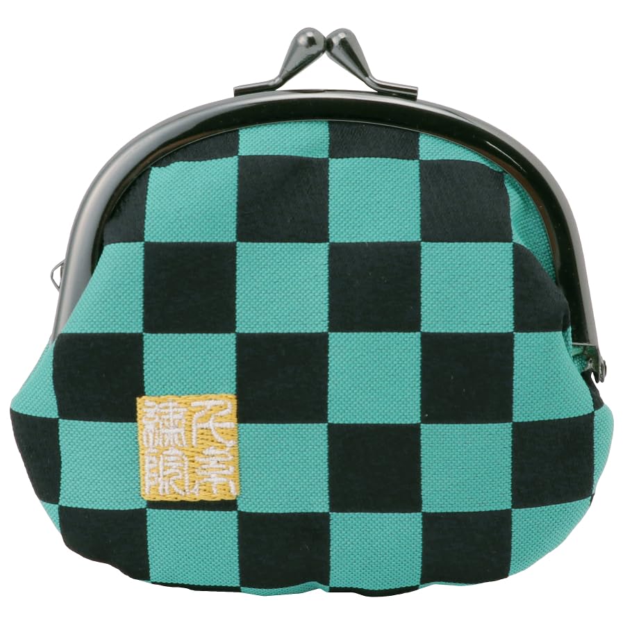 Nishijin brocade round clasp purse/coin purse with lining, size L. (Midoriichimatsu) - color: Midoriichimatsu
