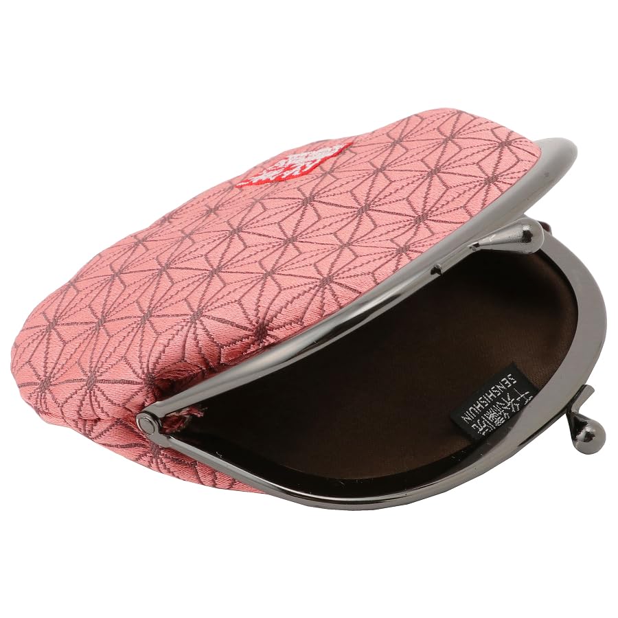 Nishijin brocade round clasp purse/coin purse with lining, size L. (Momoasanoha) - color: Momoasanoha