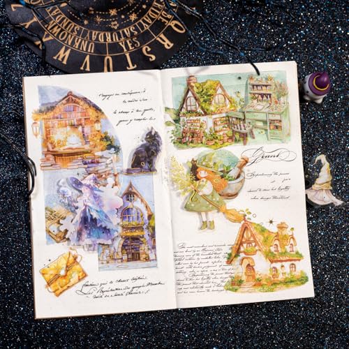 80 Pcs Gold Foil Magical Fantasy Stickers for Scrapbooking - color: Enchanted Archives