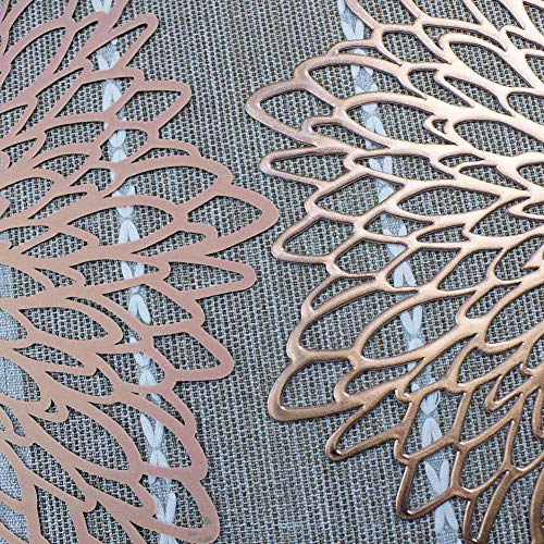 Rose Gold Round Placemats for Dinner Table Set of 6 - color: A1/Rose Gold