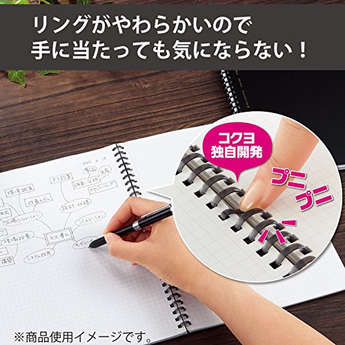 KOKUYO Spiral Graph Notebook, 10'' x 7'' Business Journal B5 Soft Ring Notebooks with 5mm Grid Ruled, 70 Perforated Sheets, Black 1 Subject Notebook, Note Taking for Work (SU-SV407S5-D) - size: B5