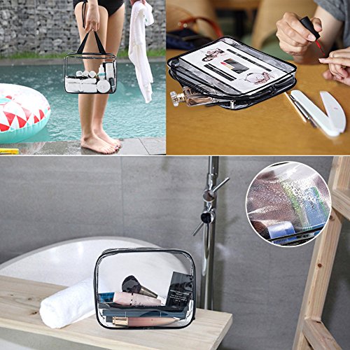 APREUTY 6 Packs Clear Makeup Bags, TSA Approved Toiletry Bags Set, Black - color: Black-6PCS (Large+Medium+Small)