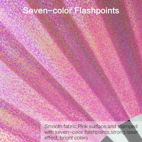 Large Rave Fan, Clack Folding Hand Fan with Premium Fabric, Thick Bamboo Frame for Men Women Gift for EDM, Festival, Club, Party, Dance, Decoration (Lridescent Pink, 13") - color: Lridescent Pink, size: 13"