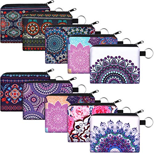 Boao 10 Pcs Small Change Coin Purse - size: 4.52 x 3.74 Inch, style: Chic Flower Print