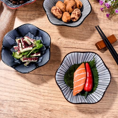 Porcelain Soy Sauce Dish Set of 4, 4.1'' Black Ceramic Small Dipping Bowls
