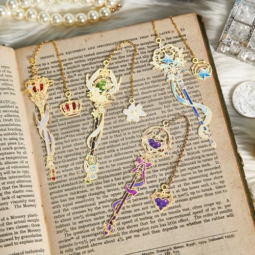4 PCS Fantasy Wand Bookmarks, Magic Metal Book Marks for Reading Women, Girls, Birthday Christmas Gifts - style: Wand Bookmarks