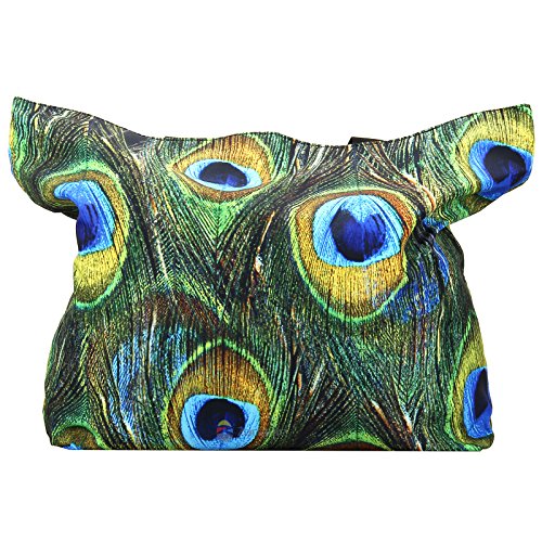 Beach Tote Bags Travel Shopping Bag With Zippered for Women - color: Peacock Feathers
