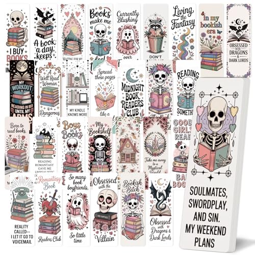 Dark Romance Bulk Bookmark for Women, 120 Pcs Cute Skull Dragon Paper Bookmarks Gift for Book Lovers, Romantasy Reading Accessories Creative Gifts for Men Teachers - style: Dark Romance