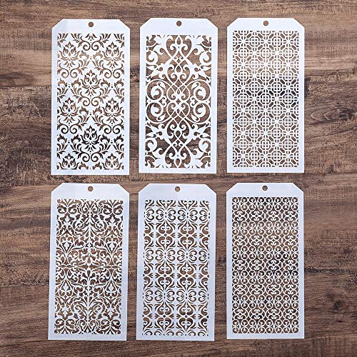 DIY Decorative Stencil Template for Scrapbooking Painting on Wall Furniture Crafts,Set of 6 (Damask) - color: Damask