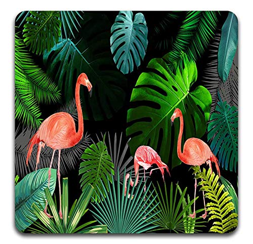 Beautiful Flamingo Square Coaster Set - Made of Recycled Rubber - Set of 4 - color: Beautiful Flamingo