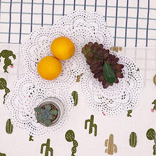 Phantomon 8 Inch Doilies Crochet Round Lace Doily Handmade Placemats 100% Cotton Crocheted Coasters, Pack of 4 (White) - color: White