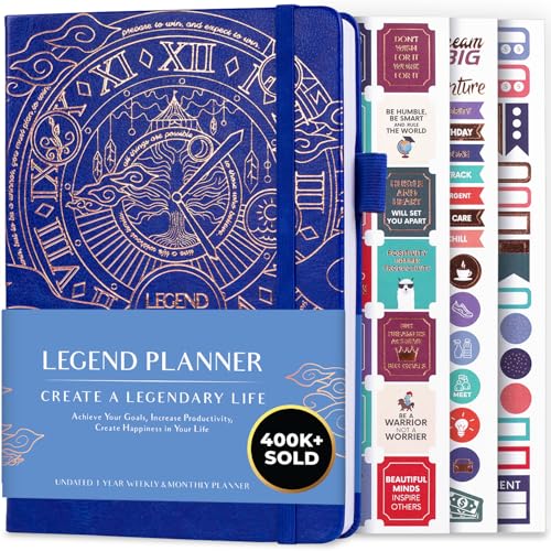 Legend Planner Undated, Weekly & Daily Goal Journal, A5 Royal Blue - color: Royal Blue Gold (Undated), size: A5 (5.5'' x 8.3'')
