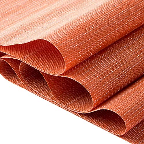 SHACOS Placemats Set of 8 Woven Vinyl Place Mats for Dining Table Wipe Clean Heat Resistant Washable Kitchen Table Mats (8, Orange) - color: Orange, size: Set of 8