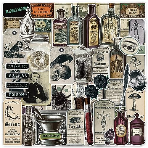 Prstincol 106 Pcs Potion Labels Stickers, Apothecary Sticker Dark Aesthetic Wine Bottle Sticker for Scrapbooking, Wicca Stickers for Junk Journal Bullet Journals DIY Crafts - style: Apothecary Potion Label 100 Pcs