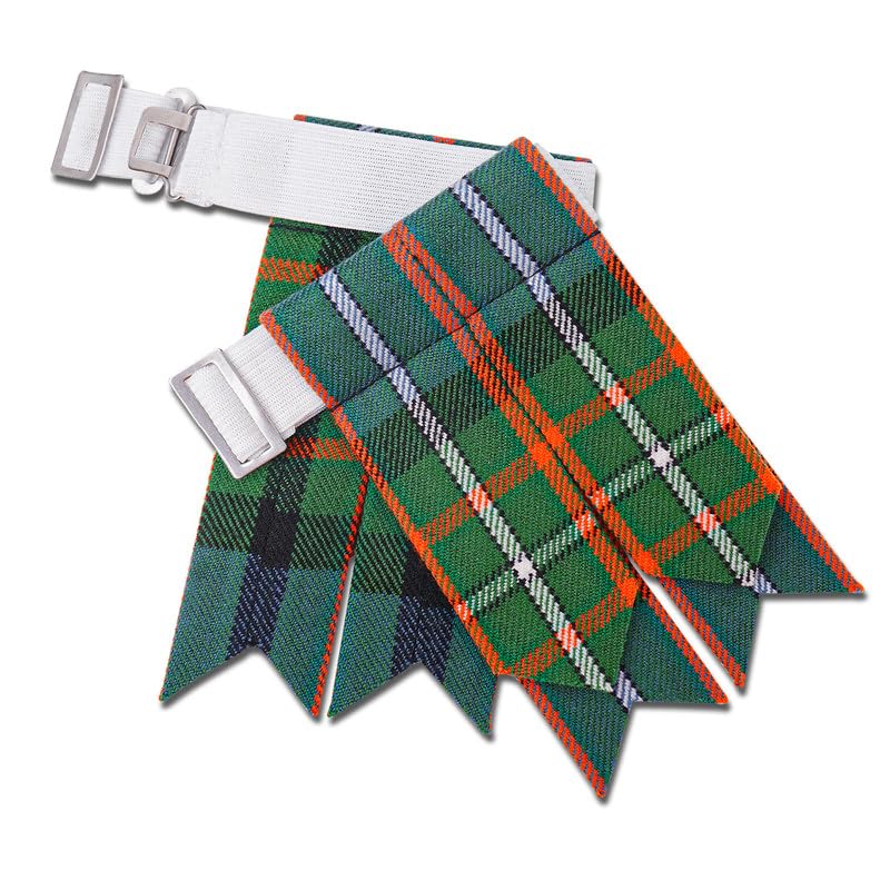 Kilt Flashes for Men with Heavy Buckle Adjusters, Plain & Tartan Kilt Sock Flashes. - color: Ferguson