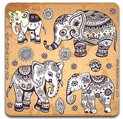 Personality Elephant Square Coaster Set - Made of Recycled Rubber-Set of 4 - color: Personality Elephant