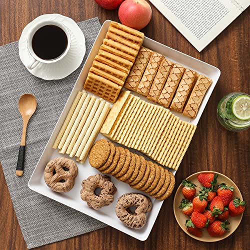8 Pack, 16" x 11" Large White Serving Trays Set - Reusable Plastic Serving Platters for Cookie, Appetizer, Charcuterie, Snack, Dessert, Party Food Display - Stackable Kitchen CounterTop Tray, BPA Free - size: 8 Pack - 16" x 11"