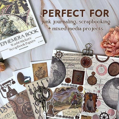 Junk Journal Supplies with 410+ Washi Stickers & Vintage Scrapbook Stickers - color: Lost Treasures