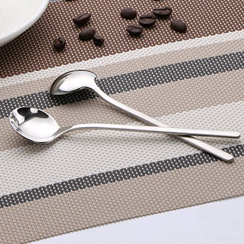 10 Pack Espresso spoons 18/10 Stainless Steel Teaspoons Set for Coffee Sugar Dessert Cake Ice Cream Soup Antipasto Cappuccino, 5.3 Inch Silver - size: Silver-10 Pack