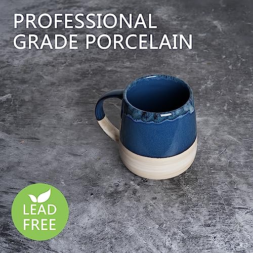 Bosmarlin Extra Large Ceramic Coffee Mug, 23 Oz, Dishwasher and Microwave Safe, Oversized Big Tea Cup, Reactive Glaze (Deep Blue) - color: Deep Blue