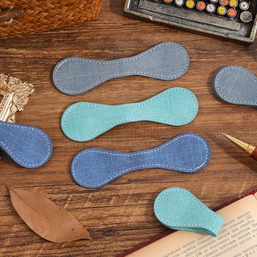 3PCS Vintage Magnetic Leather Bookmark, Leather Magnetic Bookmarks for Women, Magnetic PU Bookmarks Clip Book Accessories, Denim Pattern - style: Denim Pattern