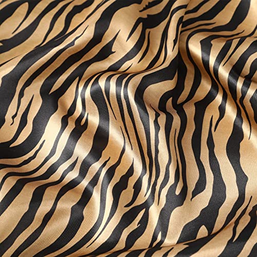 AWAYTR 2-Pack 35" Silk-Like Satin Head Scarves for Women, Square Bandanas - color: Zebra Stripes (White + Brown)