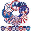 Gejoy 24 Pcs 4th of July Patriotic Folding Hand Fan Flying Disc 8 Style - color: Patriotic