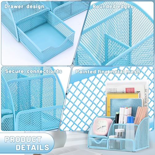 13-in-1 Office Desk Organizer Set for Back to School Supplies Accessories - color: Blue