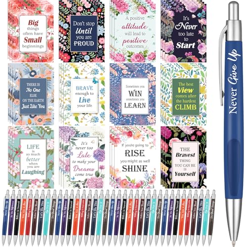 Yeaqee 72 Pcs Motivational Pen Notepad Gifts Bulk Set, Inspiring - style: Inspiring