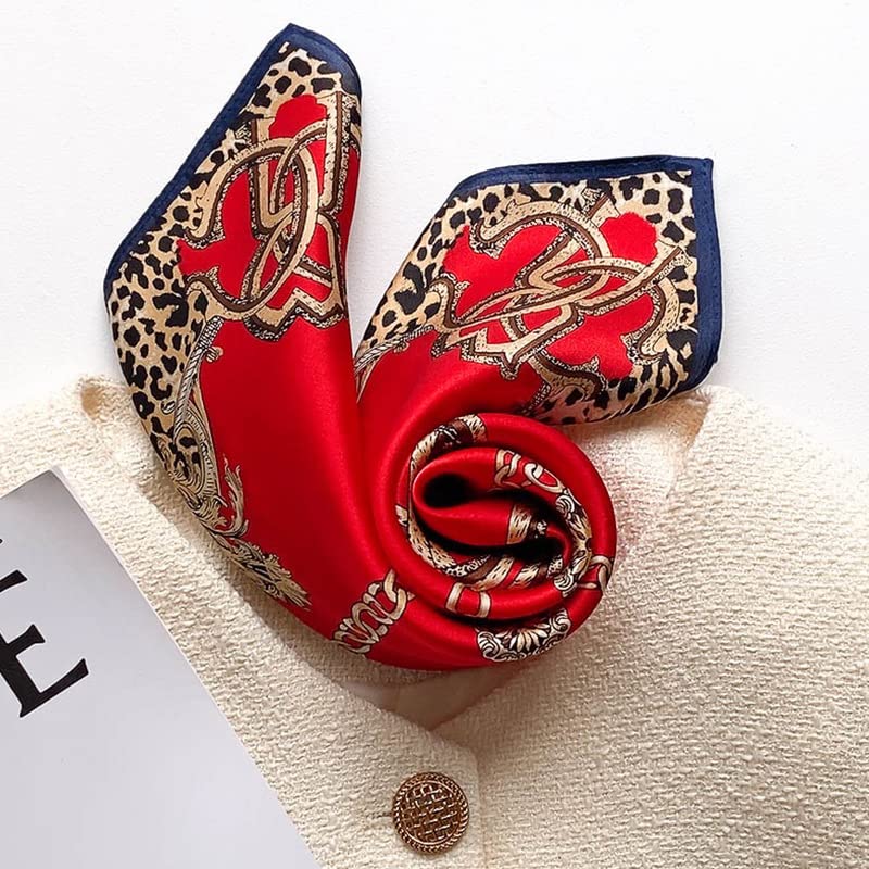 FEIBOON Mulberry Silk Scarf 21"x21" Small Square Scarfs for Women - color: Classics Red-2