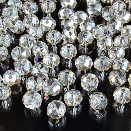 220Pcs 10mm Crystal Glass Beads for Jewelry Making Beads for Bracelets Necklace Pendants Making Supplies(Gray) - color: Gray, size: 10mm 220pcs