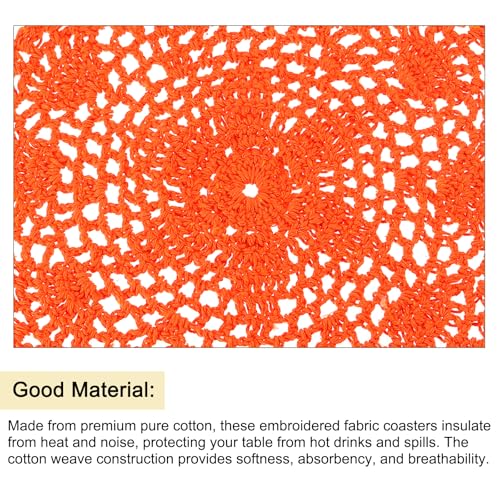 uxcell Crochet Doilies, 8Pcs 8" - Handmade Crochet Cotton Coaster, Round Lace Placemats with Floral Patterns for Wedding Party Decoration (Orange) - color: Orange