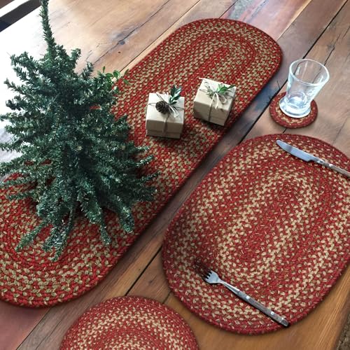 Homespice Apple Pie Jute Braided Placemats, Oval 13x19 Set of 4 - color: Apple Pie
