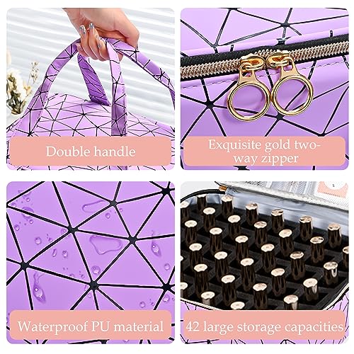 Uross Nail Polish Organizer Bag Holds 42 Bottles Nail Polish & Nail Lamp, Gel Nail Polish Organizers and Storage box for Nail Tech, Nail Kit Supplies Organizer Case - Purple - color: Purple, size: Large - 11 x 9.5 x 9.5 inch (42 bottles)