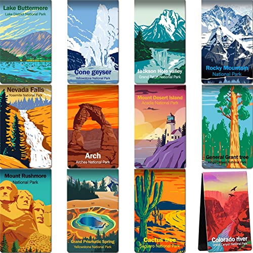 Outus 24 Pcs National Park Magnetic Bookmarks Page Markers with Landscape