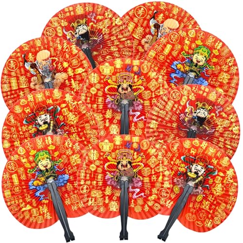 10 Pieces Chinese Paper Fans - color: Chinese FLS pattern, size: 10 PCS