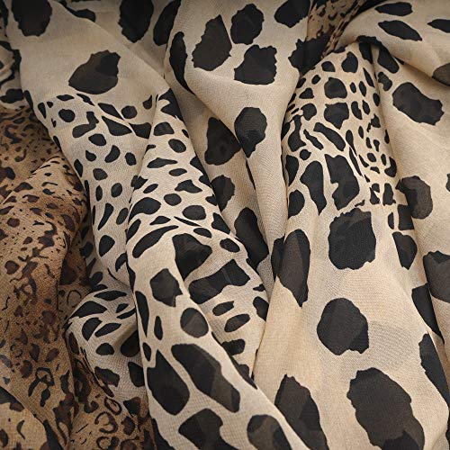 YOUR SMILE Ladies/Women's Lightweight Floral Print/Solid Color mixture Shawl Scarf For Spring Summer season - color: Leopard 2