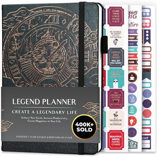 Legend Planner Undated, Weekly & Daily Goal Journal, A5 Mystic Grey - color: Mystic Gray Gold (Undated), size: A5 (5.5'' x 8.3'')