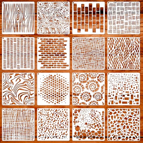 Large Geometric Stencils for Painting for Wall Decor Wood Furniture Tile - color: Geometric 12" 16PCS 01