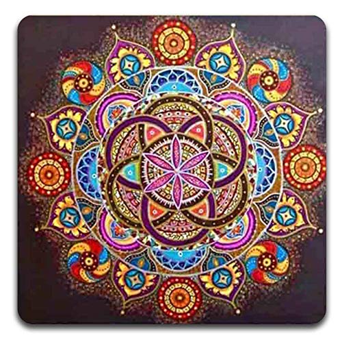 Mandala Pattern Square Coaster Set - Made of Recycled Rubber - Set of 4 - color: Mandala Pattern