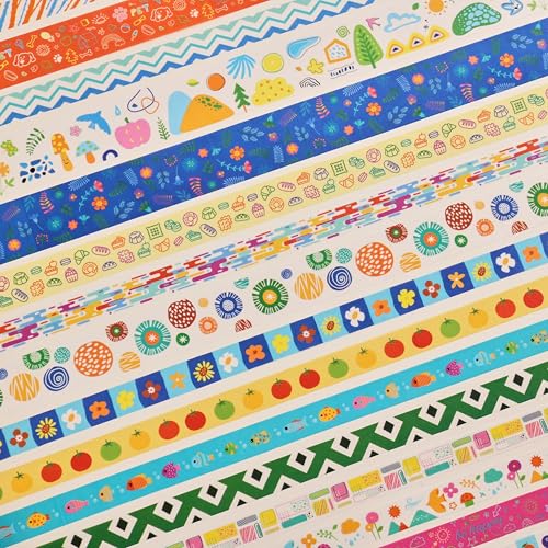emmoolife 40 Rolls Washi Tape Set, Vibrant Color Palette-Themed Cute Decorative Tapes for Scrapbooking, Bullet Journaling, Junk Journal Supplies, DIY Planner Art, 5-30mm Wide - style: Colorful Palette