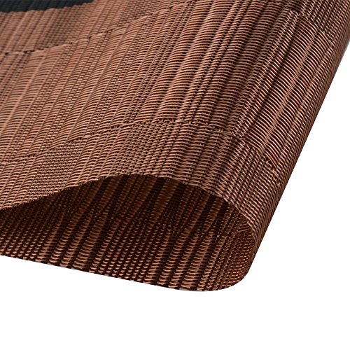 SHACOS Placemats with Table Runner Set of 7 Woven Vinyl Plastic Wipe Clean Heat Resistant Table Mats and Runner Set for Dining Table, Ombre Coffee Black - color: Ombre Coffee Black, size: Placemats and Table Runner Set of 7