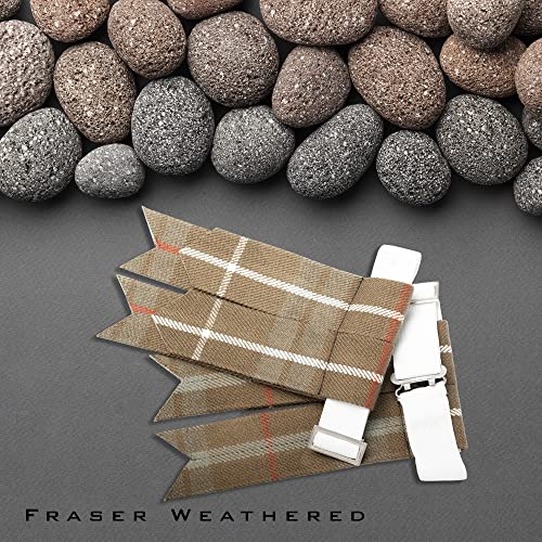 Kilt Flashes for Men with Heavy Buckle Adjusters, Plain & Tartan Kilt Sock Flashes. - color: Fraser Weathered 063flbu