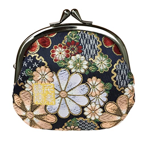 Nishijin brocade round clasp purse/coin purse with lining, size L. (Saikaranman) - color: Saikaranman