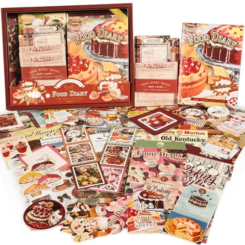 Scrapbooking Supplies Kit, Vintage Junk Journal Supplies,Cute Scrapbook Kit - color: Food Diary