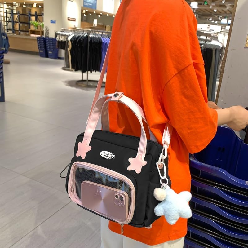Japanese Ita Backpack Cute Bags Kawaii Y2K Bags Crossbody Purse Messenger Bags for Women Shoulder Bag Tote (Black) - color: Black