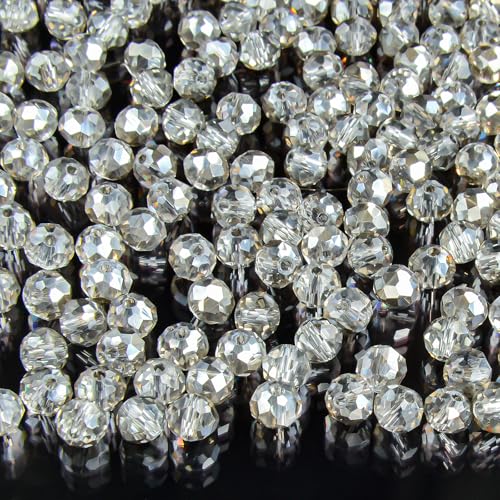 500Pcs 6mm Crystal Glass Beads for Jewelry Making Beads for Bracelets Necklace Pendants Making Supplies(Gray) - color: Gray, size: 6mm 500pcs
