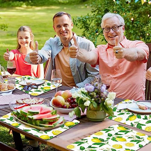 Lemon Placemats Set of 6 Summer Plastic Table Mat 17×13×0.04in - style: Lemon